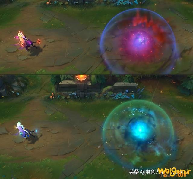 LOL拉克丝斩星、暗星皮肤上手后对比