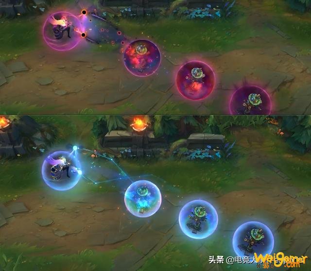 LOL拉克丝斩星、暗星皮肤上手后对比