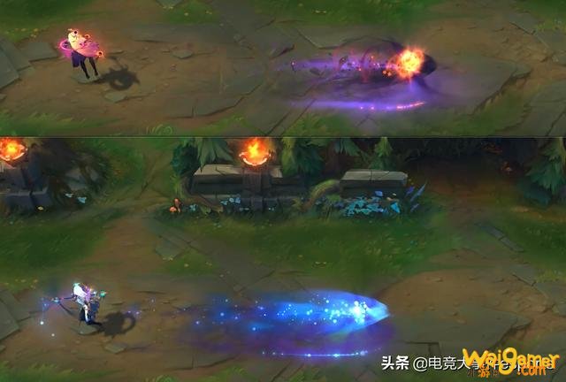LOL拉克丝斩星、暗星皮肤上手后对比