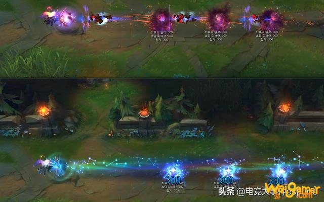 LOL拉克丝斩星、暗星皮肤上手后对比
